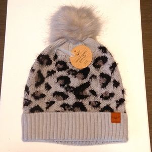 Britt's Knits Snow Leopard pom hat